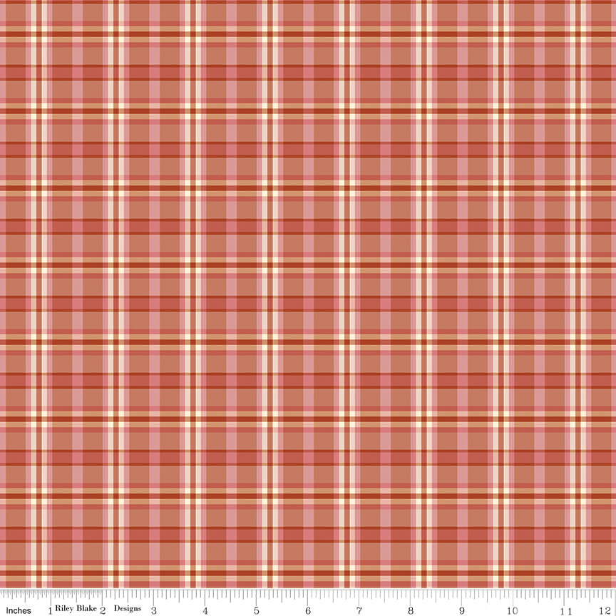 1/2 yard Riley Blake - A Spoonful of Sugar - Plaid Poppins Apricot