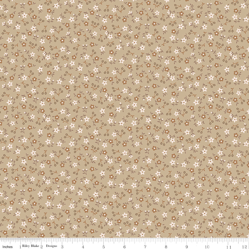 1/2 yard Riley Blake - Farmer's Daughter by Lori Holt - Blossom Palomino