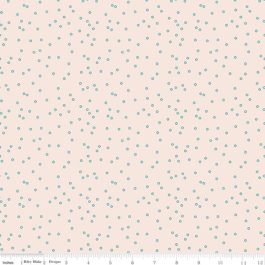 1/2 yard Riley Blake - Farmer's Daughter by Lori Holt - Circles Background - Raindrop
