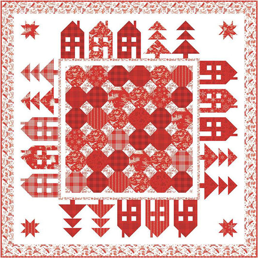 riley blake quilt kit red and white christmas pattern