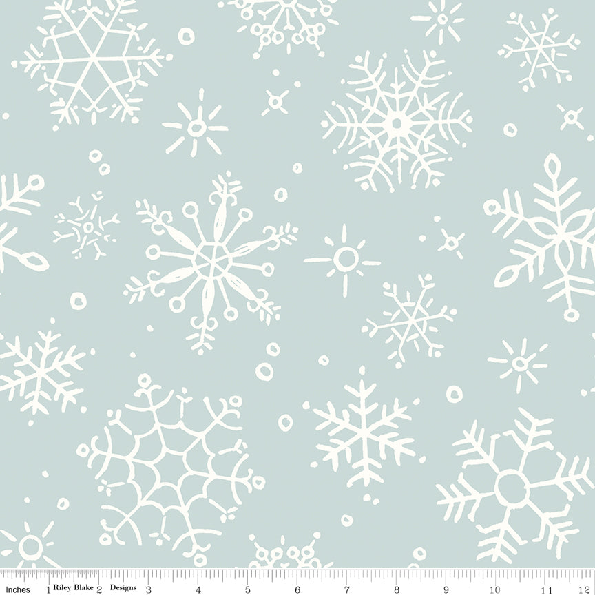 1/2 yard Riley Blake - Wide Back Magical Winterland - Snowflake Blue