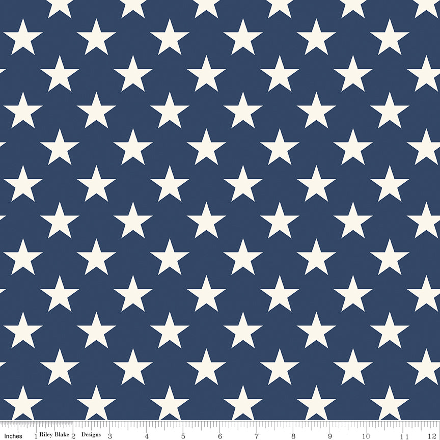 1/2 yard Riley Blake - Wide Back Freedom Garden - Blue Stars