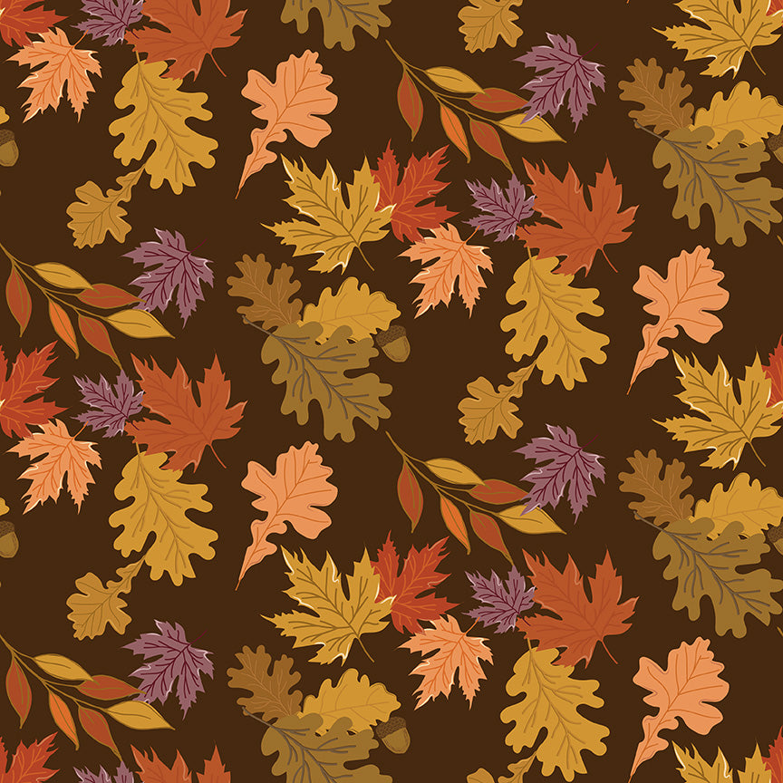 3 yard cut 108" Backing - Riley Blake - The Awe of Autumn Leaves - Brown