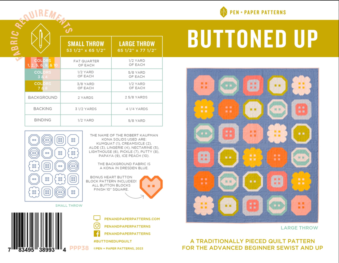 Buttoned Up Quilt Pattern by Pen + Paper Patterns