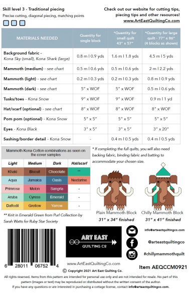 Chilly Mammoth Quilt Kit by Art East Quilting Co.