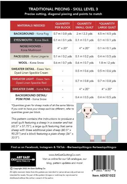 Knitted for Ewe Quilt Kit by Art East Quilting Co.