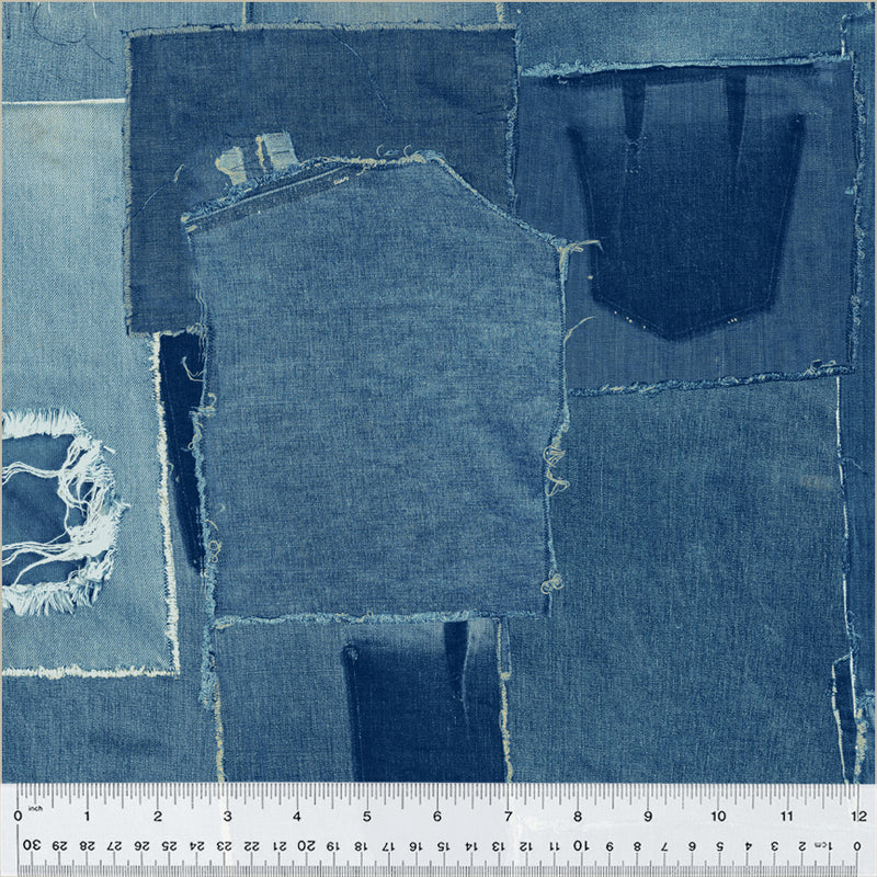 1/2 yard Windham Fabrics - 108" Wide Back - Patches - Blue