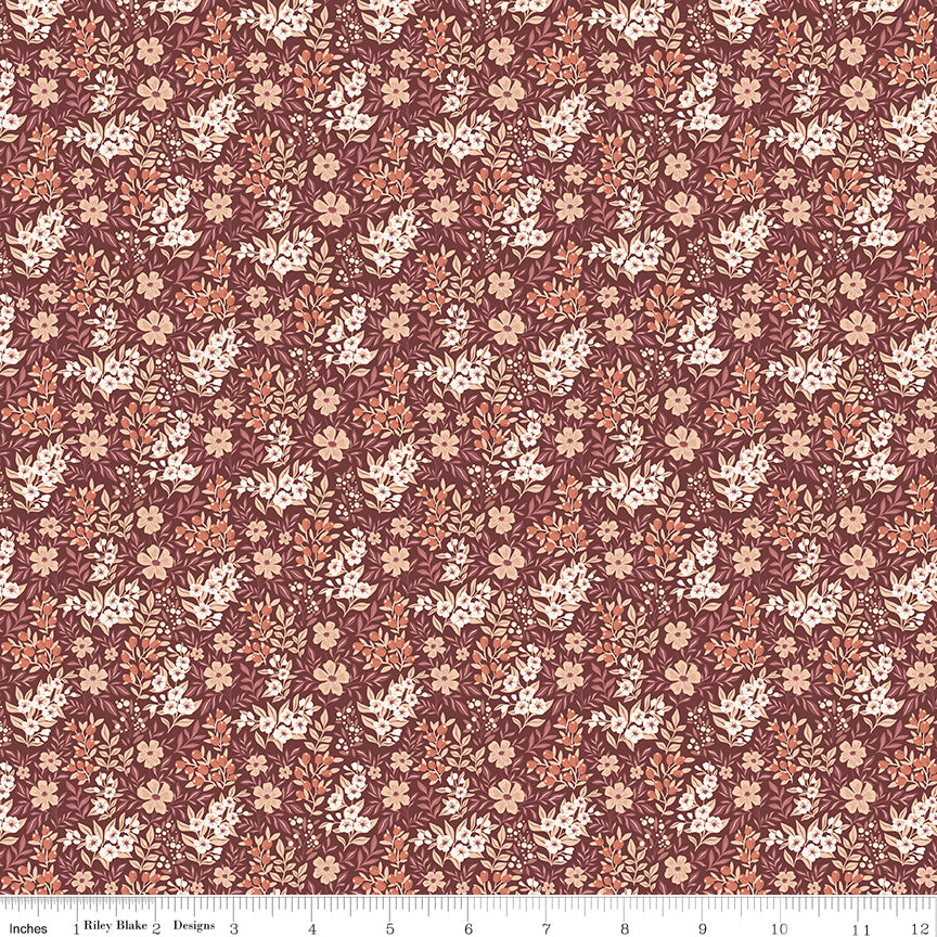 1/2 yard Riley Blake - Evening on the Prairie - Ditsy Floral Marsala