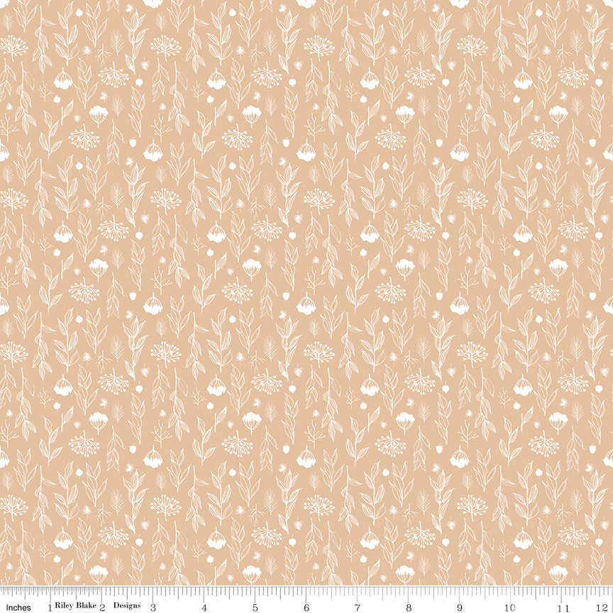 1/2 yard Riley Blake - Evening on the Prairie - Silhouette Floral Beige