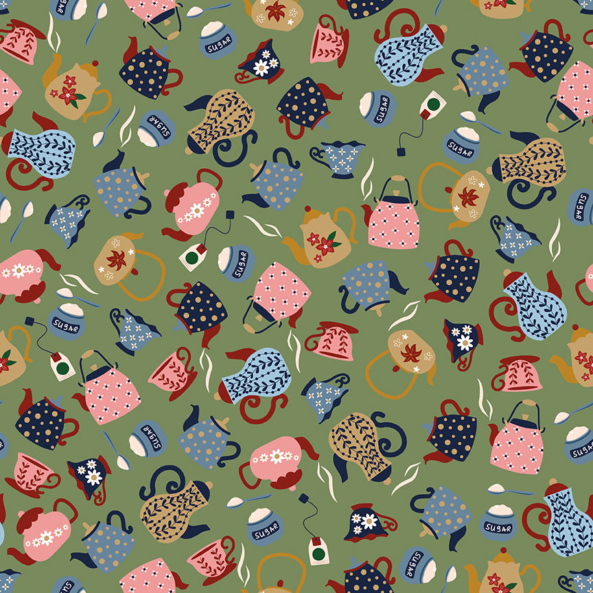 1/2 yard Riley Blake - A Spoonful of Sugar - Tea and Sugar - Green
