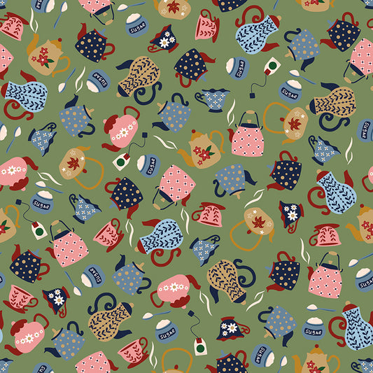 1/2 yard Riley Blake - A Spoonful of Sugar - Tea and Sugar - Green