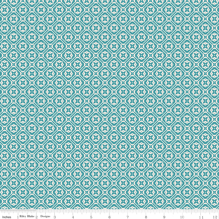 1/2 yard Riley Blake - Farmer's Daughter by Lori Holt - Doily - Raindrop