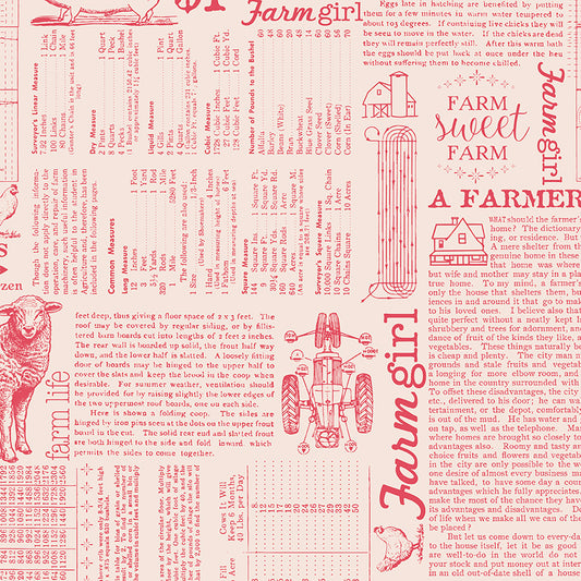 1/2 yard Riley Blake - Farmer's Daughter by Lori Holt - Farm Life Background - Tea Rose