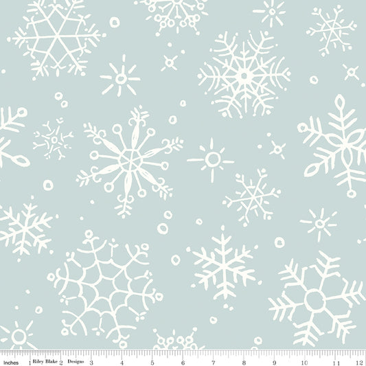 1/2 yard Riley Blake - Wide Back Magical Winterland - Snowflake Blue