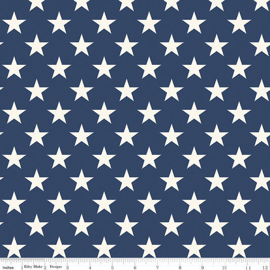1/2 yard Riley Blake - Wide Back Freedom Garden - Blue Stars